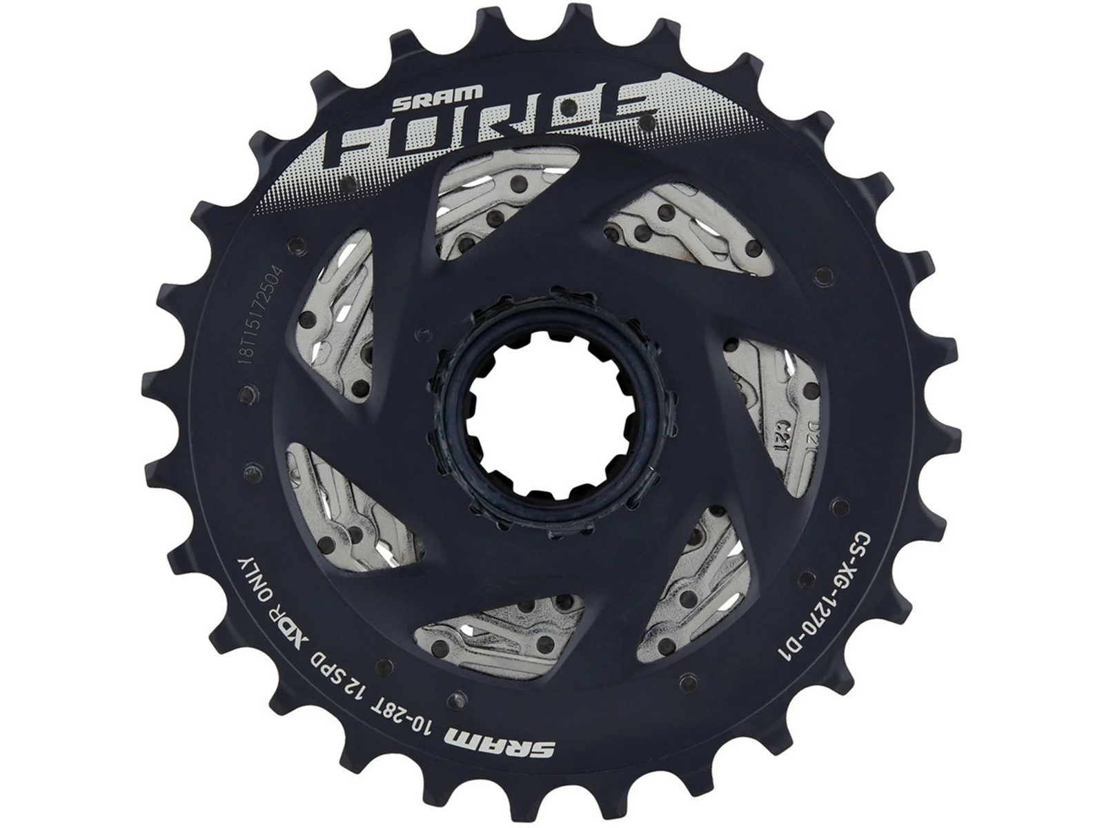 SRAM Force Cassette 12v 10-28 Dents XG-1270 Noir/argent 2 SRAM Force Cassette 12v 10-28 Dents XG-1270 Noir/argent – Image 2
